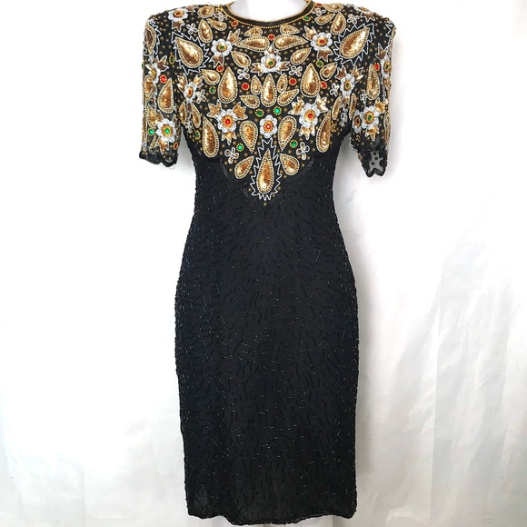 Laurence Kazar Dresses & Skirts - STUNNING Beaded Sequined Silk Party Dress